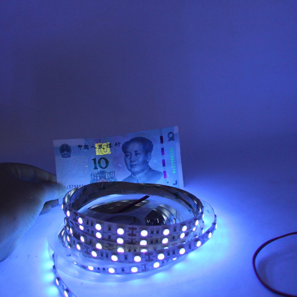 자외선 365nm UV 블랙 라이트 LED 스트립 라이트, SMD5050 12V 방수 UV 수지 경화 통화 유효성 의료 분야용